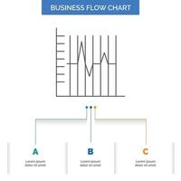 progress. report. statistics. patient. recovery Business Flow Chart Design with 3 Steps. Line Icon For Presentation Background Template Place for text vector