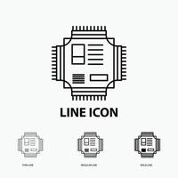 Chip. cpu. microchip. processor. technology Icon in Thin. Regular and Bold Line Style. Vector illustration