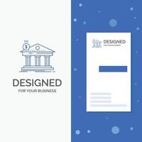 Business Logo for Architecture. bank. banking. building. federal. Vertical Blue Business .Visiting Card template vector