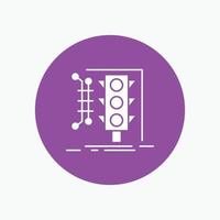 City. management. monitoring. smart. traffic White Glyph Icon in Circle. Vector Button illustration