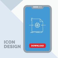 3d. document. file. object. processing Line Icon in Mobile for Download Page vector