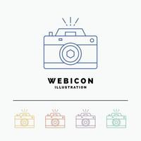 Camera. photography. capture. photo. aperture 5 Color Line Web Icon Template isolated on white. Vector illustration