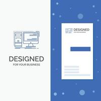 Business Logo for Computer. desktop. hardware. workstation. System. Vertical Blue Business .Visiting Card template vector