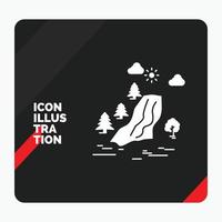 Red and Black Creative presentation Background for waterfall. tree. pain. clouds. nature Glyph Icon vector