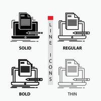 Coder. coding. computer. list. paper Icon in Thin. Regular. Bold Line and Glyph Style. Vector illustration