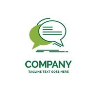 Bubble. chat. communication. speech. talk Flat Business Logo template. Creative Green Brand Name Design. vector