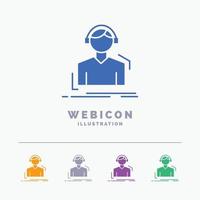 Engineer. headphones. listen. meloman. music 5 Color Glyph Web Icon Template isolated on white. Vector illustration