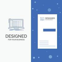 Business Logo for Api. app. coding. developer. laptop. Vertical Blue Business .Visiting Card template vector