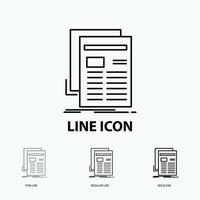 Gazette. media. news. newsletter. newspaper Icon in Thin. Regular and Bold Line Style. Vector illustration