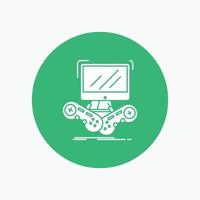Game. gaming. internet. multiplayer. online White Glyph Icon in Circle. Vector Button illustration