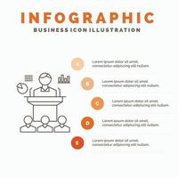 Business. conference. convention. presentation. seminar Infographics Template for Website and Presentation. Line Gray icon with Orange infographic style vector illustration