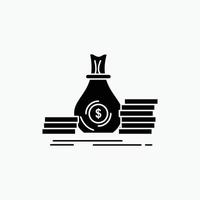 Accumulation. bag. investment. loan. money Glyph Icon. Vector isolated illustration