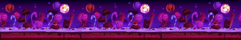 Candy planet night landscape cartoon game platform vector