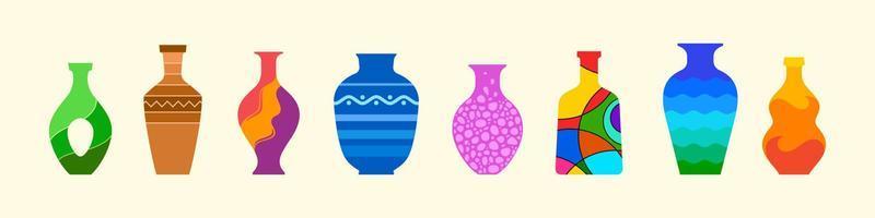 Contemporary ceramic vases, modern jugs, pots vector