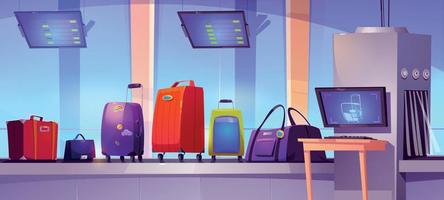 Airport conveyor belt with baggage and scanner vector