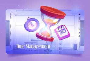 banner de gestión del tiempo con calendario y reloj vector