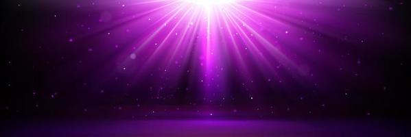 fondo mágico con efecto de rayos de luz púrpura vector