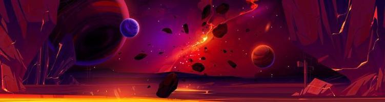 Cartoon space background with glow galaxy nebula vector