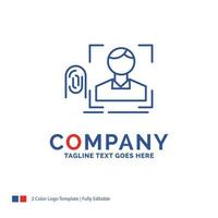 Company Name Logo Design For finger. fingerprint. recognition. scan. scanning. Blue and red Brand Name Design with place for Tagline. Abstract Creative Logo template for Small and Large Business. vector
