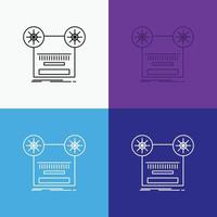 Record. recording. retro. tape. music Icon Over Various Background. Line style design. designed for web and app. Eps 10 vector illustration