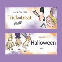 Watercolor halloween banner template vector