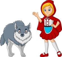 Little red riding hood with wolf vector