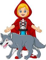 Little red riding hood with wolf vector