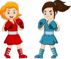 Cartoon two girl stand for the fight vector