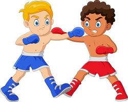 Cartoon Boys are boxing each other in a match vector