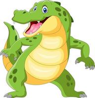 Happy crocodile standing and waving hand vector