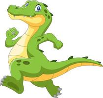 Happy cartoon crocodile running fast vector