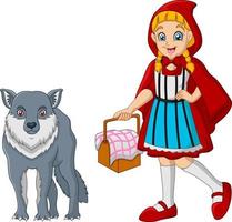 Little red riding hood with wolf vector