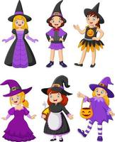 Group of cartoon kids wearing different costumes vector