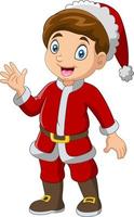 Cartoon boy wearing santa costumes vector