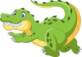 Happy cartoon crocodile running fast vector