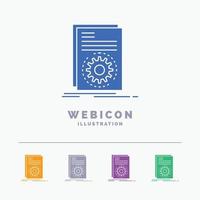 Code. executable. file. running. script 5 Color Glyph Web Icon Template isolated on white. Vector illustration
