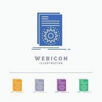 Code. executable. file. running. script 5 Color Glyph Web Icon Template isolated on white. Vector illustration