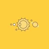 solar. sistema. universo. sistema solar. icono lleno de línea plana de astronomía. hermoso botón de logotipo sobre fondo amarillo para ui y ux. sitio web o aplicación móvil vector