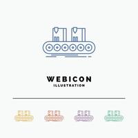 Belt. box. conveyor. factory. line 5 Color Line Web Icon Template isolated on white. Vector illustration