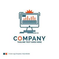 dashboard. admin. monitor. monitoring. processing Logo Design. Blue and Orange Brand Name Design. Place for Tagline. Business Logo template. vector