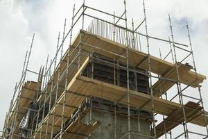 Construction of building frame. Home renovation. Construction details. photo