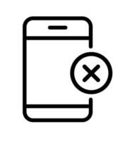 icono de vector de cierre de teléfono inteligente, eliminar símbolo de error. solicitud de denegación de señal plana simple y moderna para sitio web o aplicación móvil