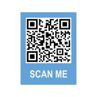 Scan me phone tag. Qrcode for mobile app. QR code for smartphone. Isolated illustration on a white background. Cartoon style. Vector illustration.