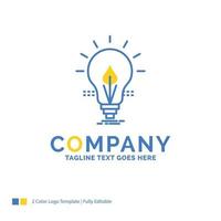 bulb. idea. electricity. energy. light Blue Yellow Business Logo template. Creative Design Template Place for Tagline. vector