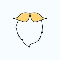 moustache. Hipster. movember. beared. men Flat Icon. green and Yellow sign and symbols for website and Mobile appliation. vector illustration