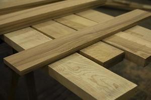 Boards for construction. Joinery. Lots of boards. Wood products. photo