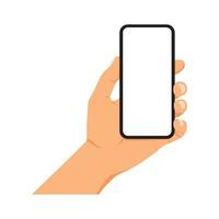 vector illustration of person holding smart phone, hand holding smart phone