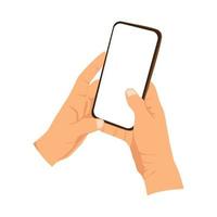 vector illustration of person holding smart phone, hand holding smart phone