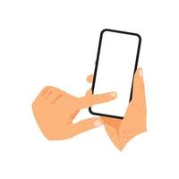 vector illustration of person holding smart phone, hand holding smart phone