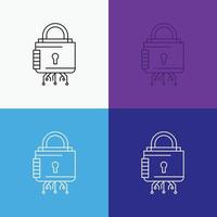 Security. cyber. lock. protection. secure Icon Over Various Background. Line style design. designed for web and app. Eps 10 vector illustration